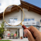 INSPECTION LOS ANGELES home inspection concept with magnifying glass focused on exterior