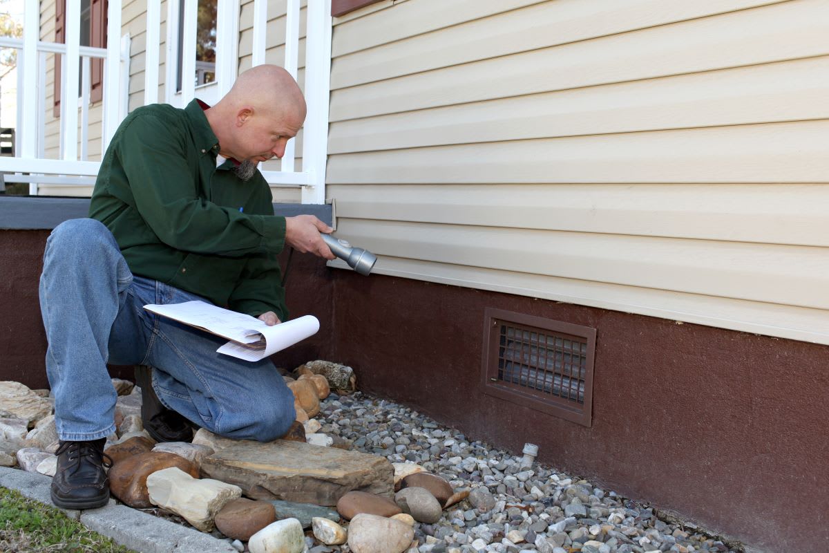 Two inspectors in safety vests reviewing notes during a commercial building inspection