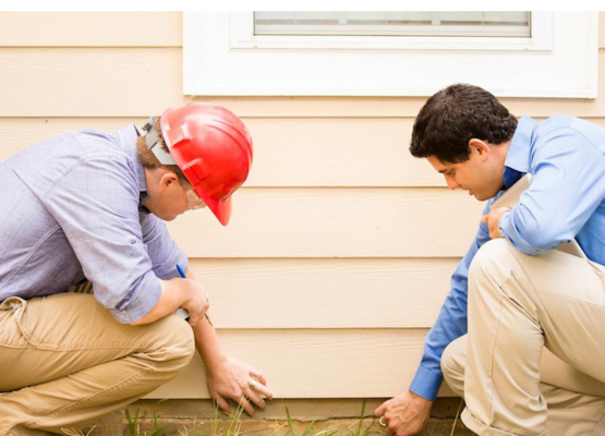INSPECTION LOS ANGELES inspecting home foundation exterior for damage